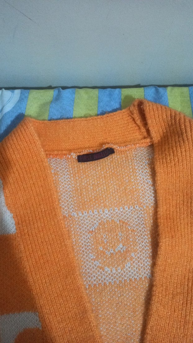 Turuncu Örgü Bağcıklı Hırka - Görsel 2