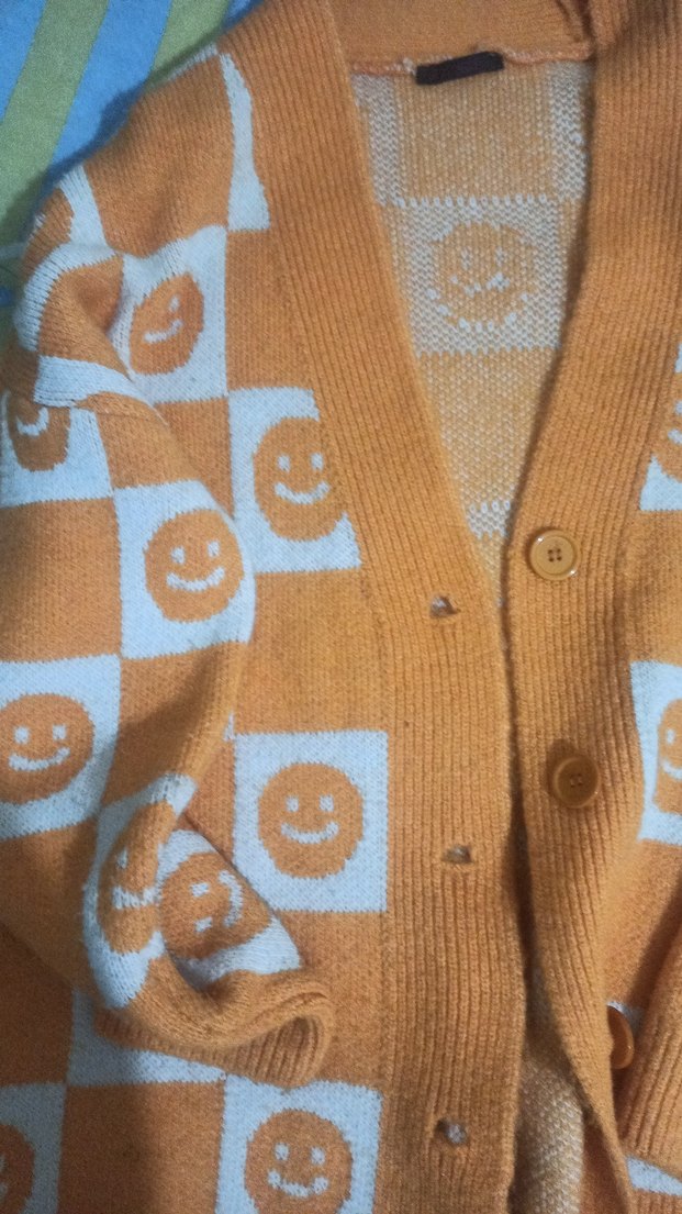 Turuncu Örgü Bağcıklı Hırka - Görsel 3