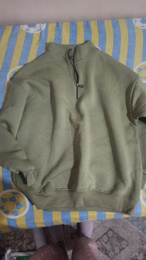 Gri Fermuarlı kadın Sweatshirt - Görsel 2