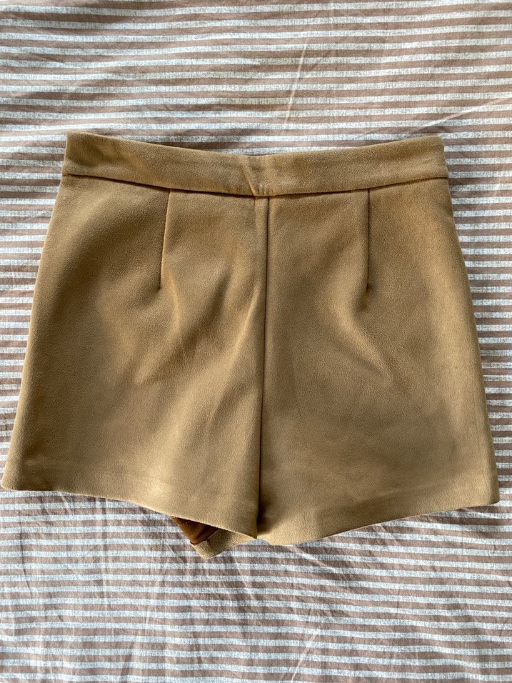 Bej Süet Kadın Mini Şort - Görsel 3