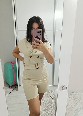 Koton Krem kemerli tulum