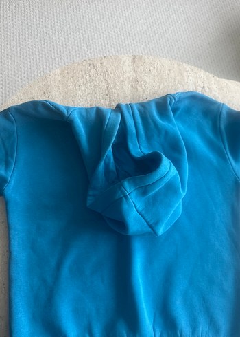 Mavi Kapüşonlu Kadın Sweatshirt - Görsel 5