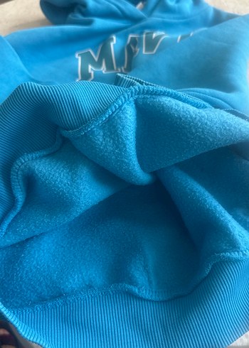 Mavi Kapüşonlu Kadın Sweatshirt - Görsel 7