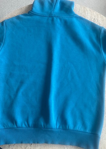 Mavi Kapüşonlu Kadın Sweatshirt - Görsel 4