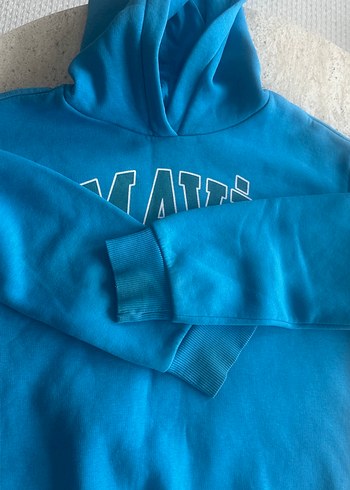 Mavi Kapüşonlu Kadın Sweatshirt - Görsel 3