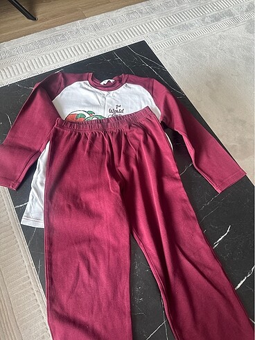 8 Yaş Beden bordo Renk Pijama takımı