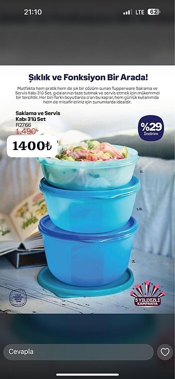 Tupperware saklama kabı