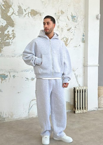 Gri Oversize Sweatshirt - Görsel 8