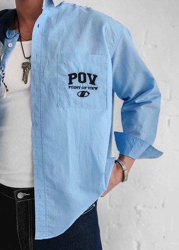 Uzun Kollu İşlemeli Oversize Gömlek - Görsel 3