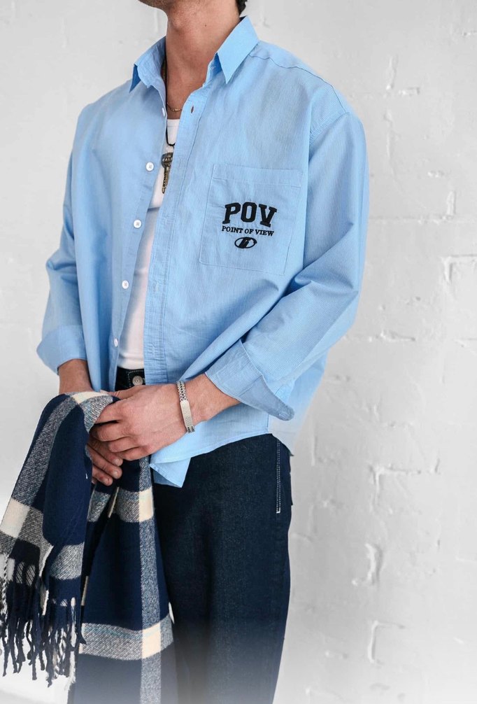 Uzun Kollu İşlemeli Oversize Gömlek - Görsel 2