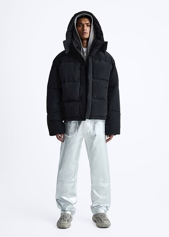 Zara Siyah Şişme Mont - Görsel 6