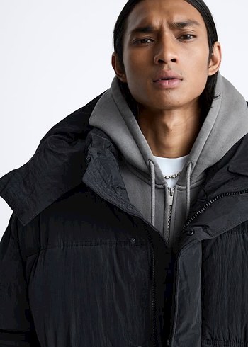 Zara Siyah Şişme Mont - Görsel 11