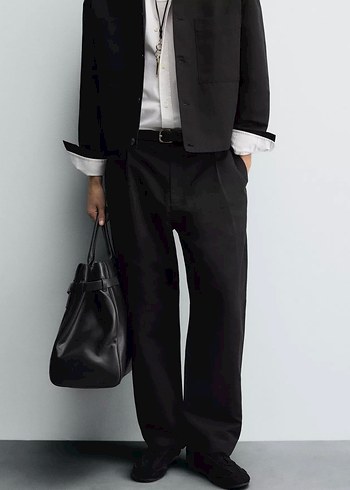 Zara Relaxed Fit Pilili Pantolon - Görsel 2