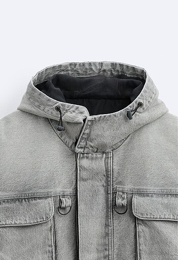 zara kapüşonlu denim ceket - Görsel 11