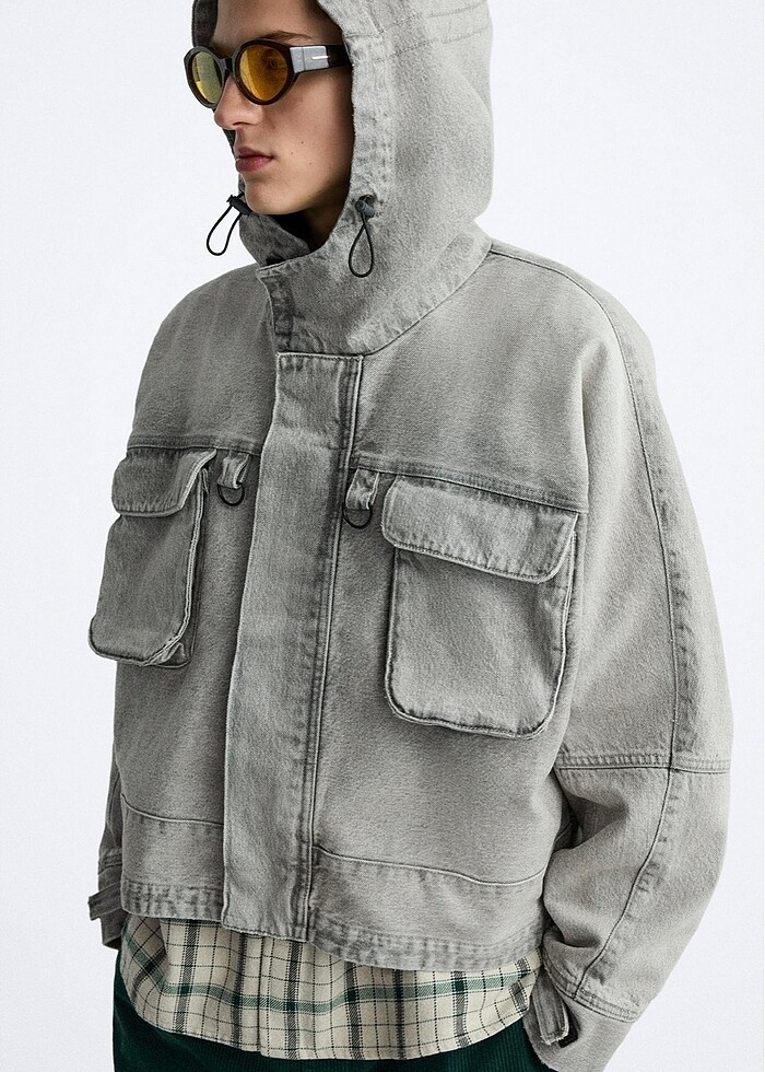 zara kapüşonlu denim ceket - Görsel 2