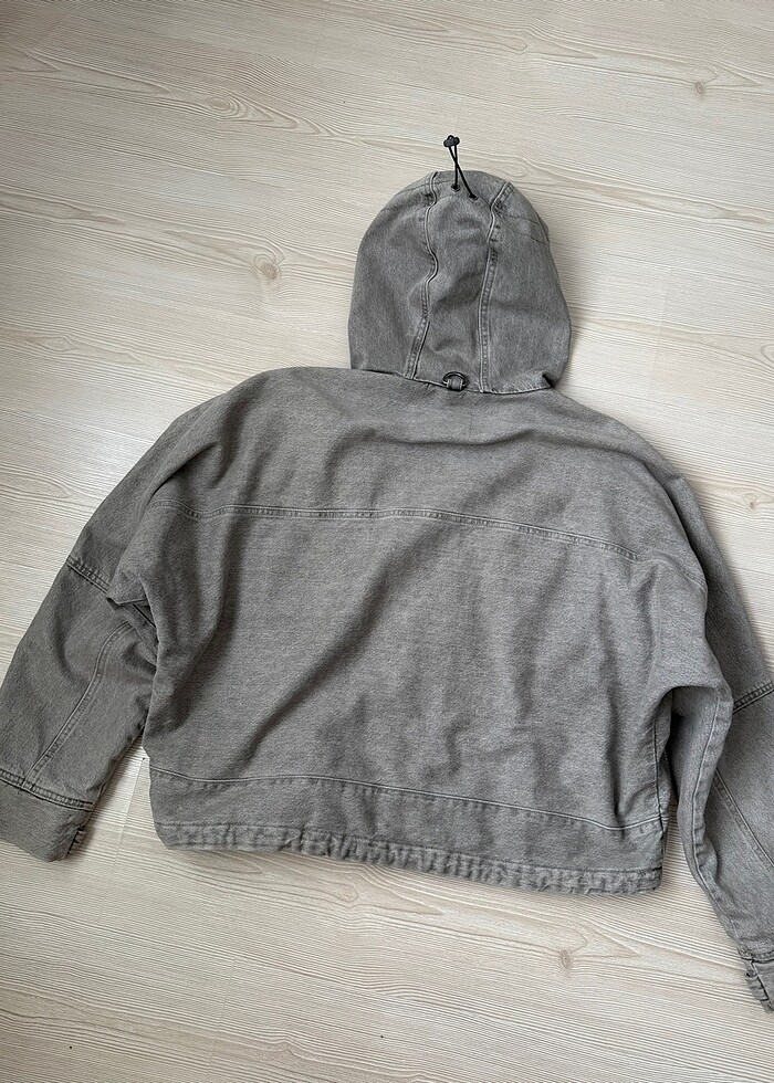 zara kapüşonlu denim ceket - Görsel 5