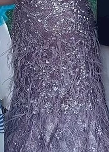 Pul İşlemeli Uzun Mor Abiye Elbise - Görsel 13