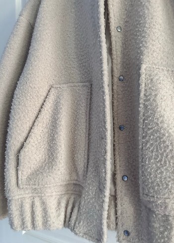 Bej Düğmeli Kadın Midi Mont - Görsel 2