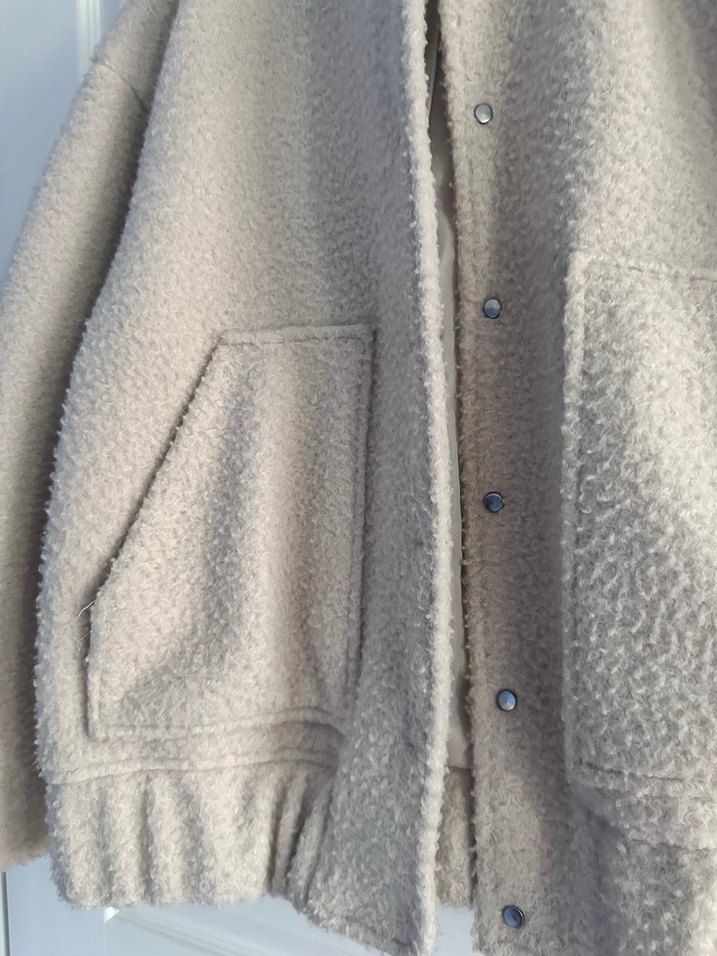 Bej Düğmeli Kadın Midi Mont - Görsel 2