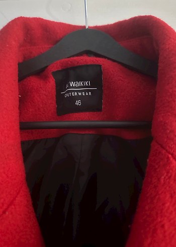 Çift Düğmeli Kırmızı Kaban - Görsel 3