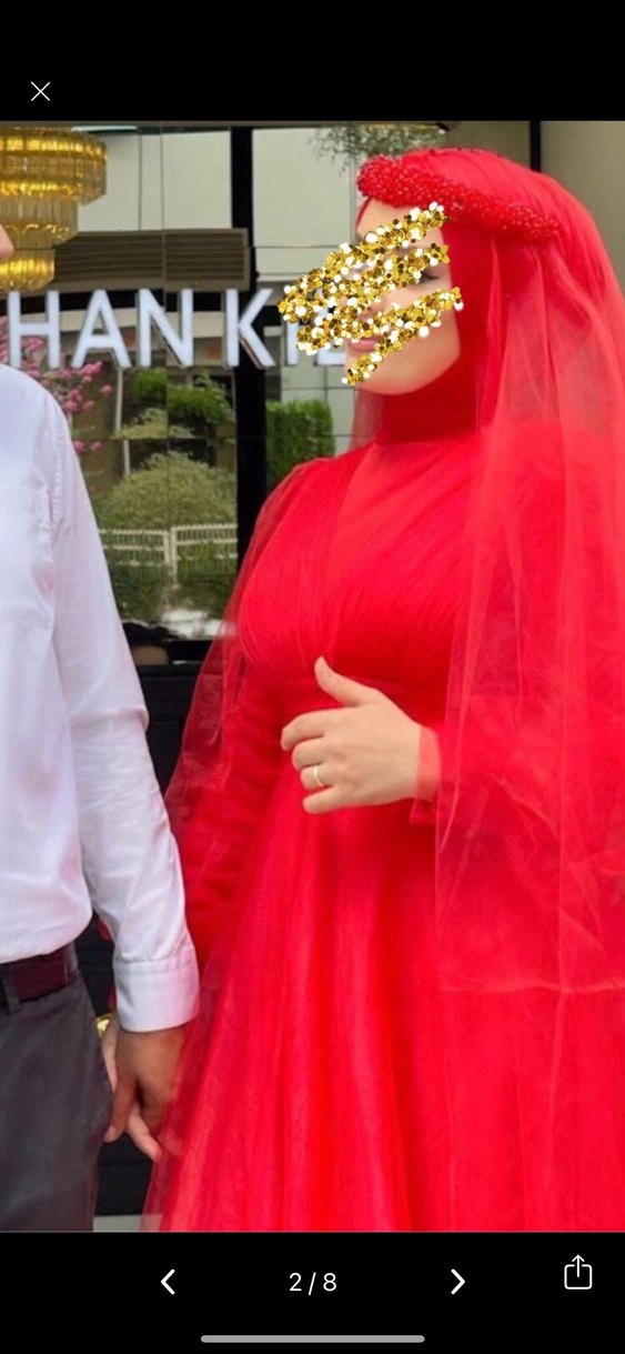 Tüllü Uzun Kırmızı Kadın Abiye - Görsel 2