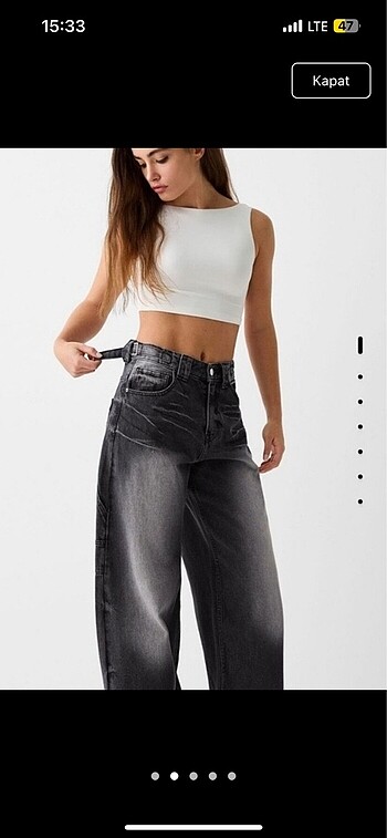 34 Beden Bershka Carpenter Siyah Pantolon