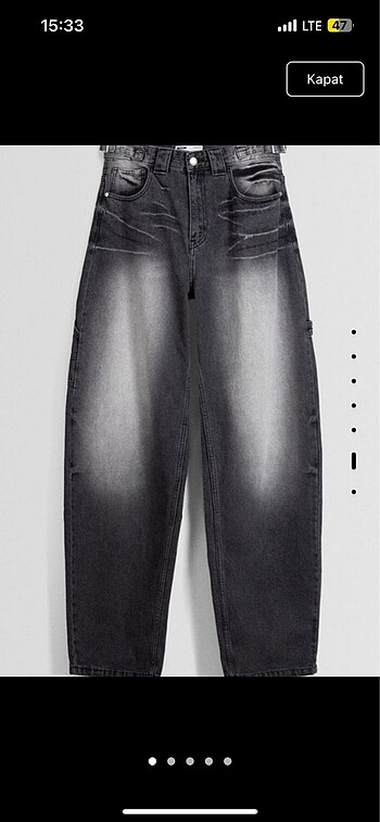 34 Beden siyah Renk Bershka Carpenter Siyah Pantolon