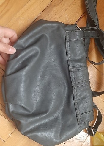 Diğer Gri Deri Tokalı Kadın Çanta