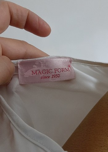 Diğer magicform Yaka Beyaz Saten Midi Gecelik