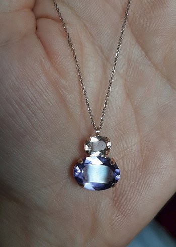 Beden swarovski gümüş kolye