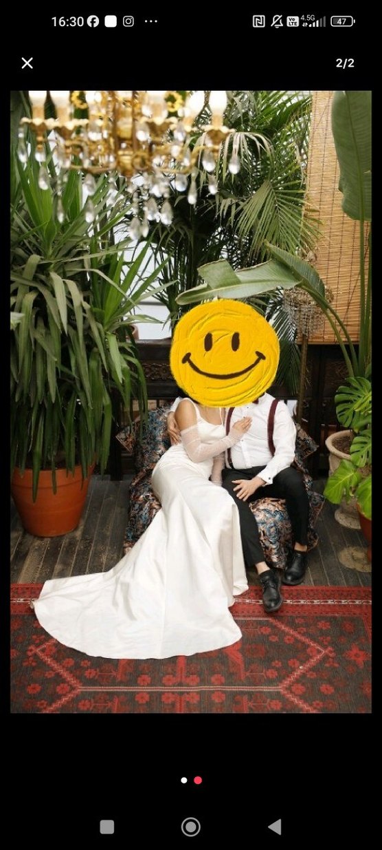 oleg Cassini saten gelinlik - Görsel 2