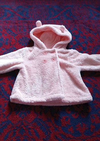 Kız Çocuk Pembe Kapüşonlu Düğmeli Ceket