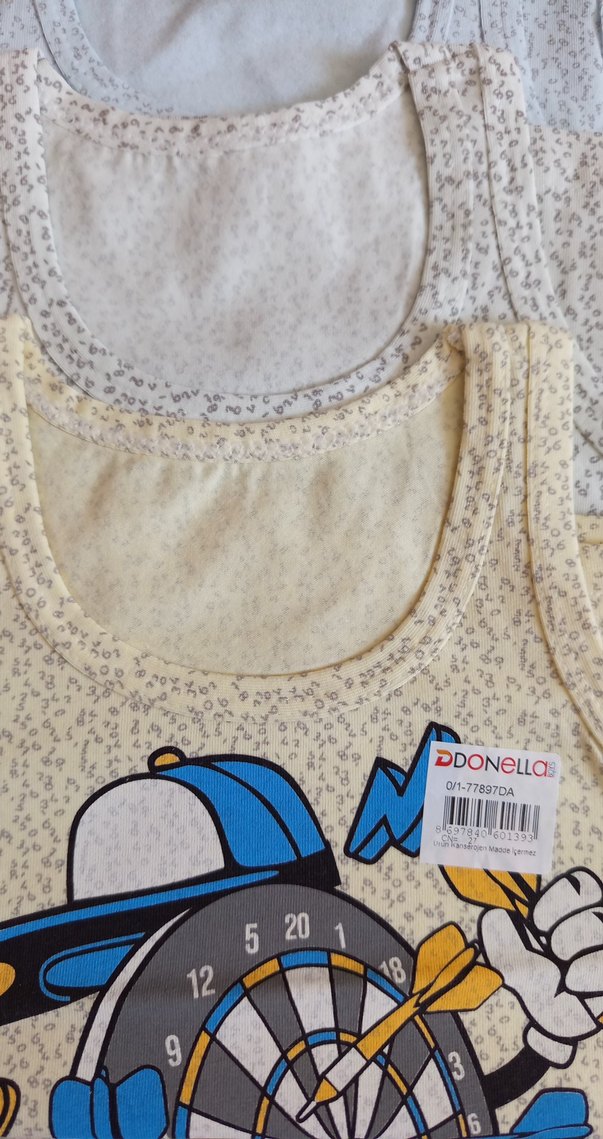 Çocuk Baskılı Atlet Seti - Beyaz ve Gri - Görsel 2