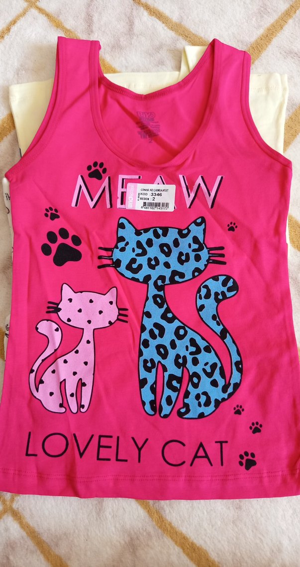 Çocuk Renkli Baskılı Atlet 3'lü Set 2 yaş - Görsel 2