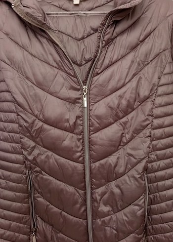 Kadın Gri Midi Kışlık Fermuarlı Mont - Görsel 2