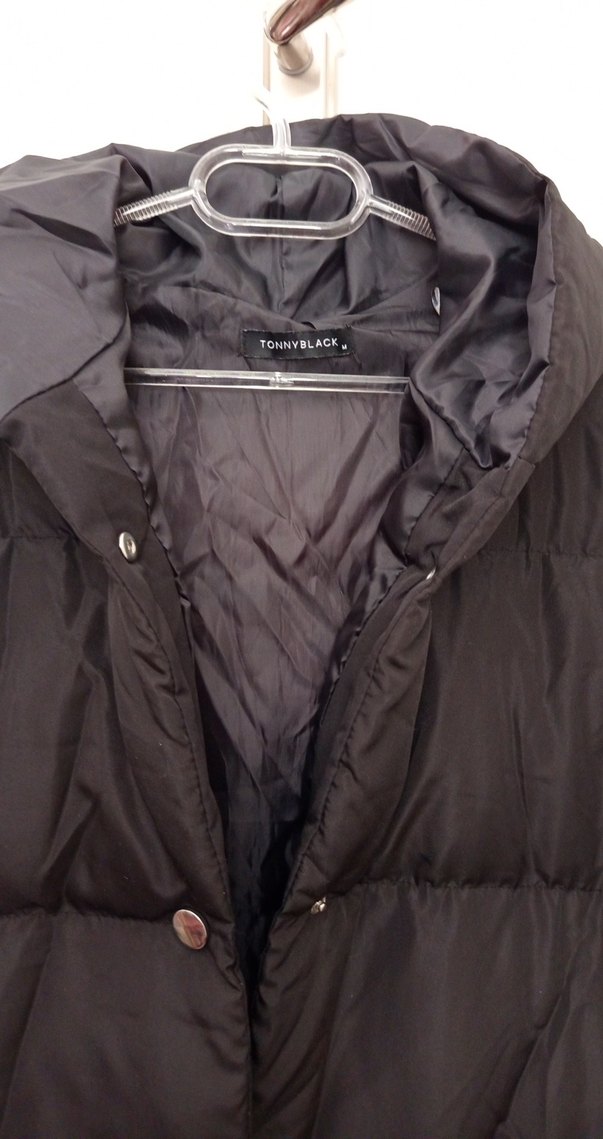 Düğmeli Siyah Kadın Kışlık Mont - Görsel 3