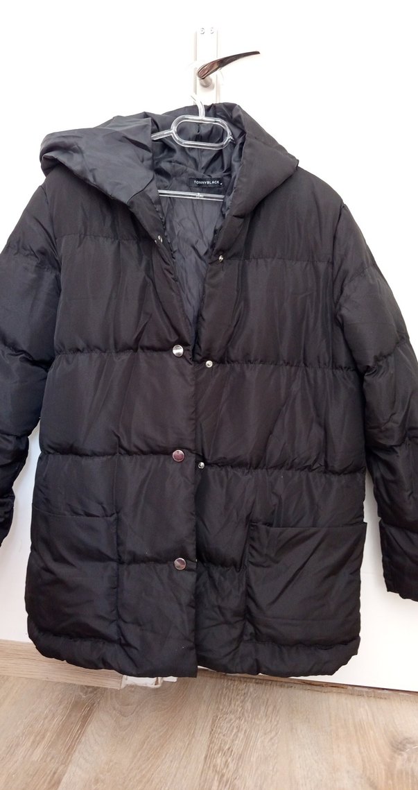 Düğmeli Siyah Kadın Kışlık Mont - Görsel 2