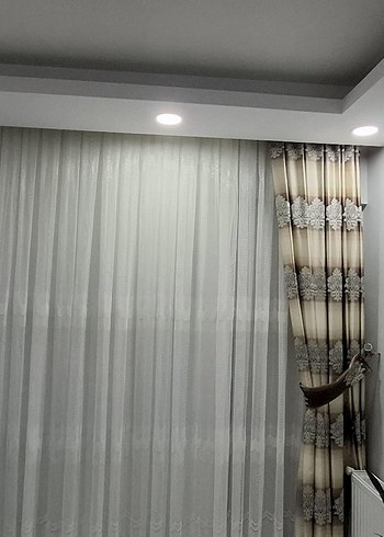 Bej Gri Batik Desenli Perde fon - Görsel 5