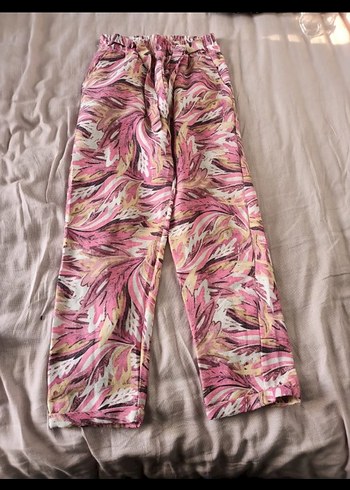 LC Waikiki Pembe Piliseli Bohem Uzun Kumaş Pantolon