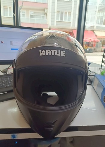 Siyah Biker Kask Velcro Detaylı - Görsel 6