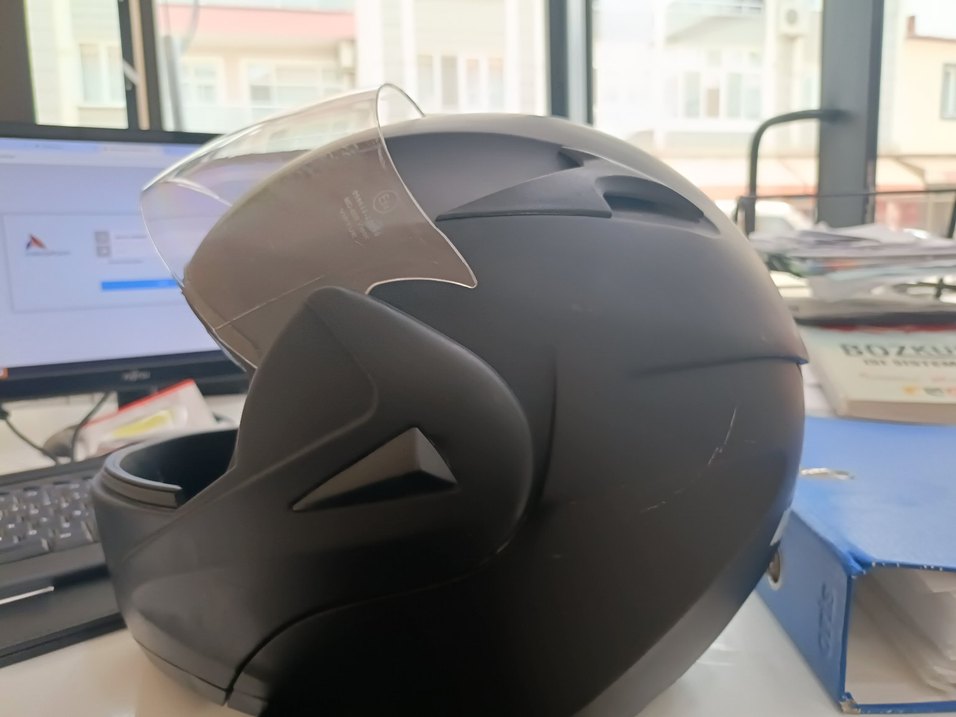 Siyah Biker Kask Velcro Detaylı - Görsel 3