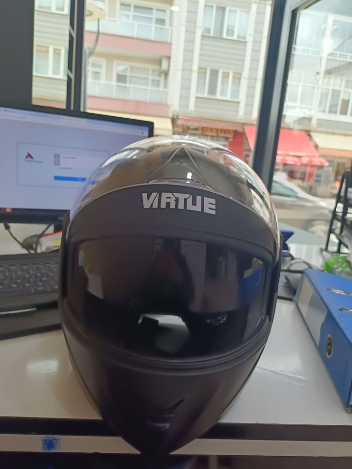 Siyah Biker Kask Velcro Detaylı - Görsel 5