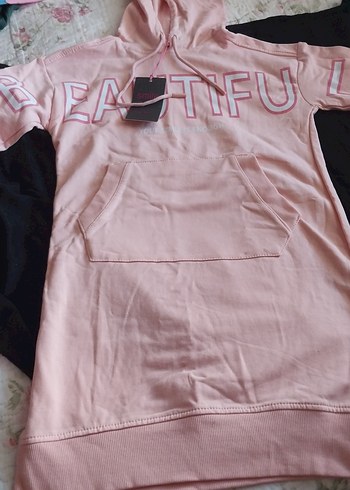 Pembe Kapüşonlu Oversize elbise - Görsel 3