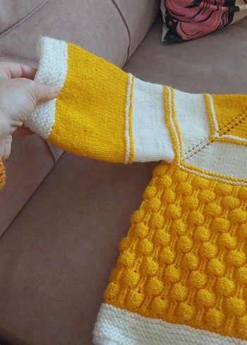 Kız Çocuk Sarı Örgü Hırka...yeni örüldü... - Görsel 4