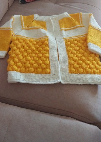 Kız Çocuk Sarı Örgü Hırka...yeni örüldü... - Görsel 2