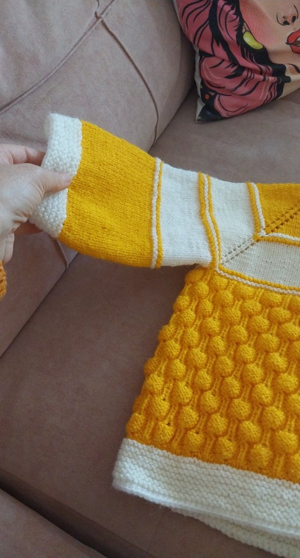 Kız Çocuk Sarı Örgü Hırka...yeni örüldü... - Görsel 4