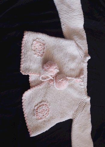 Kız Çocuk Beyaz Nakışlı Örgü Hırka '1'2'3 yâsa kadar .. - Görsel 2