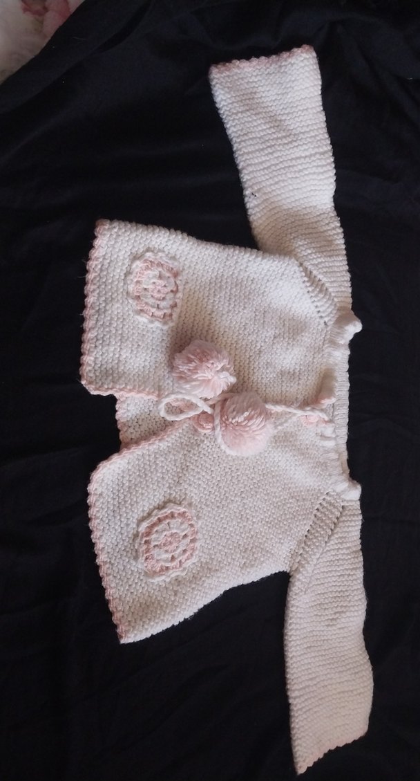 Kız Çocuk Beyaz Nakışlı Örgü Hırka '1'2'3 yâsa kadar .. - Görsel 2