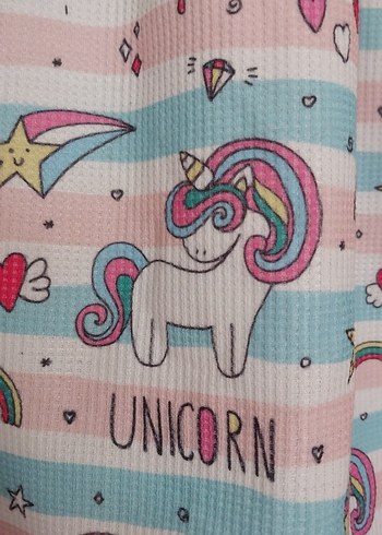 Kız Çocuk Unicorn Baskılı sentetik Elbise - Görsel 5