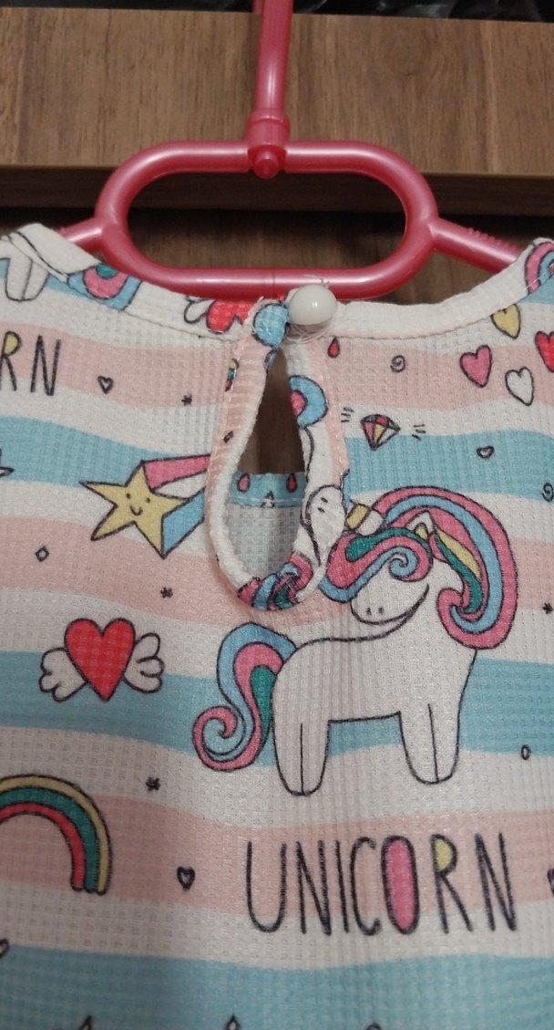 Kız Çocuk Unicorn Baskılı sentetik Elbise - Görsel 4